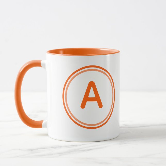 Rund bokstavsalfabet Orange cirkeldesign Mugg (Vänster)
