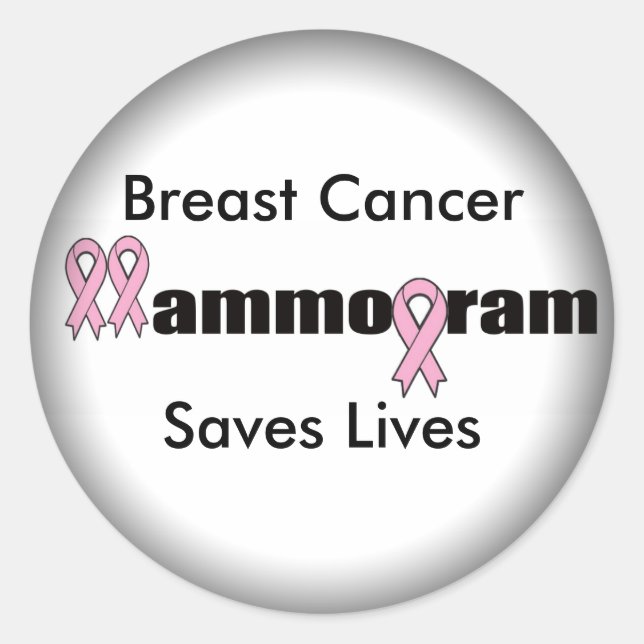 Rund bröstsmärtor - bröstcancer mammogram runt klistermärke (Framsida)