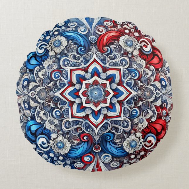 Rund Dekorativ kudde Fransk Färg Design (Framsidan)