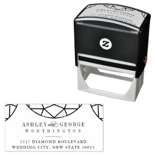 Rund diamant ädelsten geometrisk monogram chic brö självfärgande stämpel