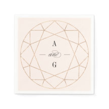 Rund Diamond Gem Geometric Monogram Chic Bröllop