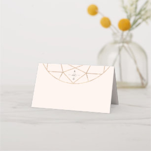 Rund Diamond Gem Geometric Monogram Chic Bröllop Placeringskort