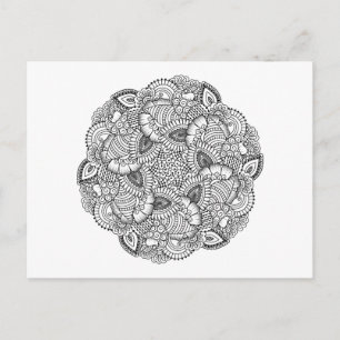 Rund doodlingdesign vykort