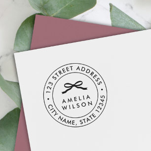 Rund Dubbla Gräns Chic Ribbon Returadress Självfärgande Stämpel