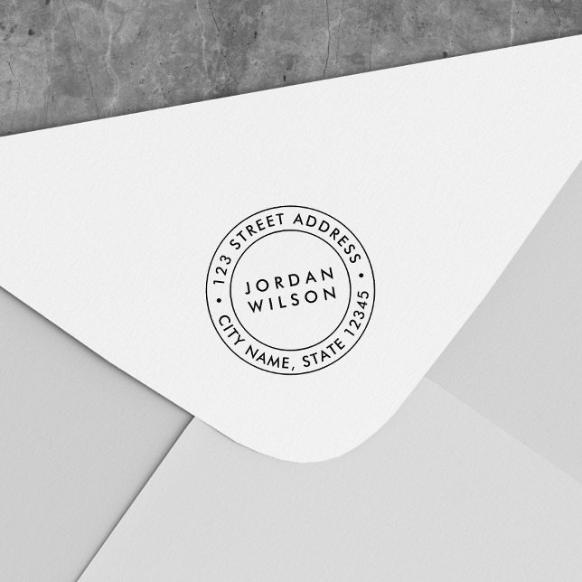 Rund Dubbla Gräns Modern Returadress Självfärgande Stämpel (Skapare uppladdad)