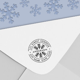 Rund Dubbla Gräns Snowflake-Returadress Självfärgande Stämpel