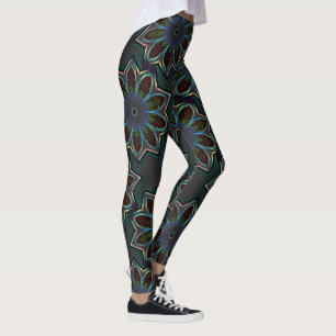 Rund ellips för mörk med abstrakt löv leggings