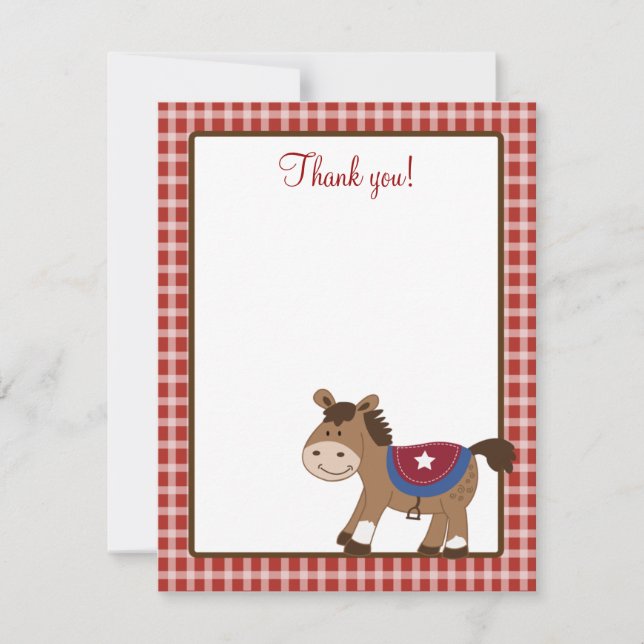 Rund "Em Up Western Horse 4x5 Flat Tackkort Inbjudningar (Framsida)