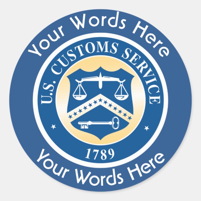 Rund etikett för amerikansk Anpassningsbar Service (Framsida)