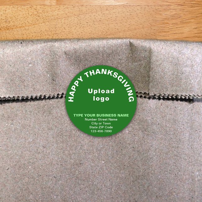 Rund etikett för Business Thanksgiving-Grönt (Thanksgiving greeting with your business brand on green round shape sticker.)