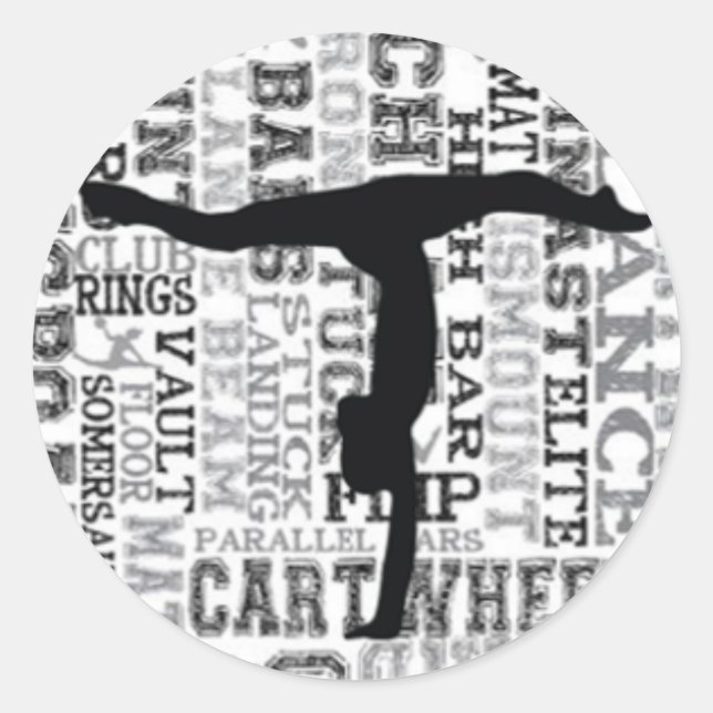 Rund etikett för Gymnastics Handstand (Framsida)