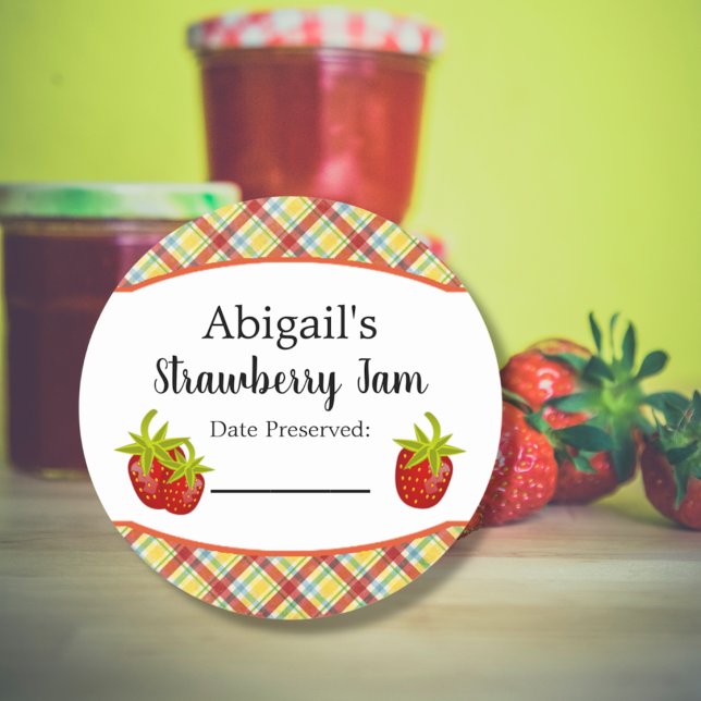 Rund etikett för konservering Jordgubb Frukt (Skapare uppladdad)