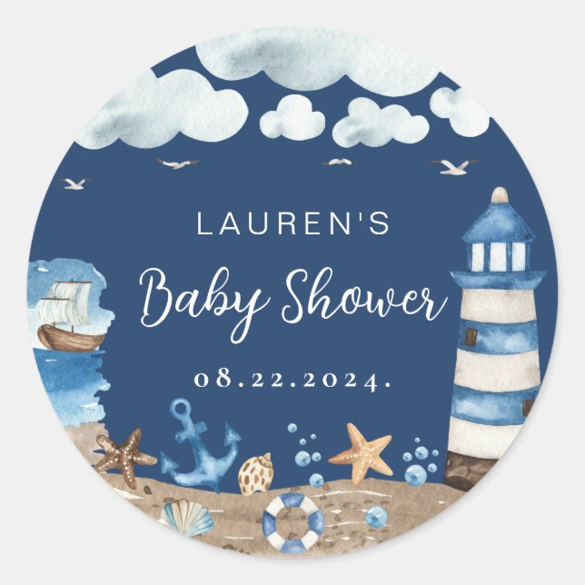 Rund etikett för marinens tema (Framsida)