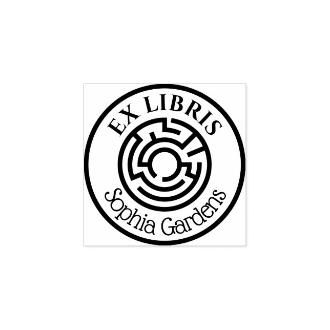 Rund Ex Libris Labyrint 02 Stämpel (Tryck)