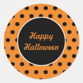 Rund fästmärkning av happy halloween (Orange och s Runt Klistermärke