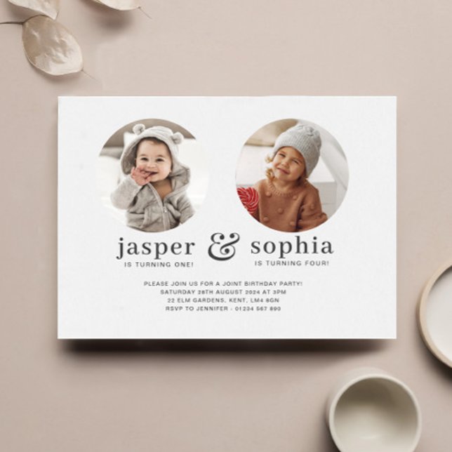 Rund födelsedagsinbjudan med gemensamt foto inbjudningar (Skapare uppladdad)