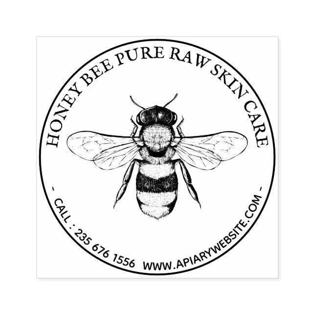 Rund för vintage honungsbin stämpel (Tryck)