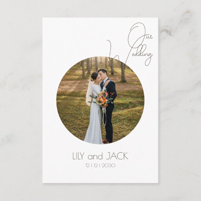 Rund foto Spara datum Minimalistiskt kuvert Biljet Tilläggskort (Framsida)