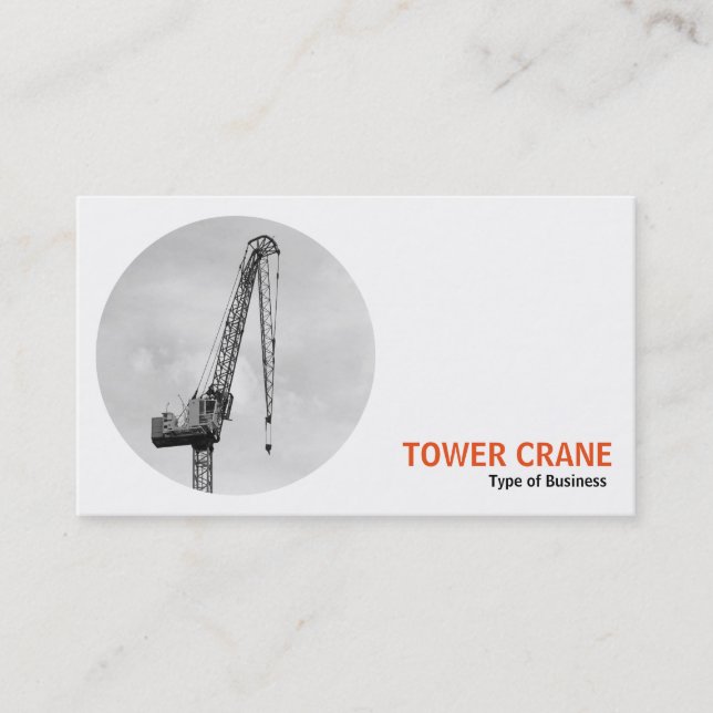 Rund foto - Torn Crane B&W Visitkort (Framsida)