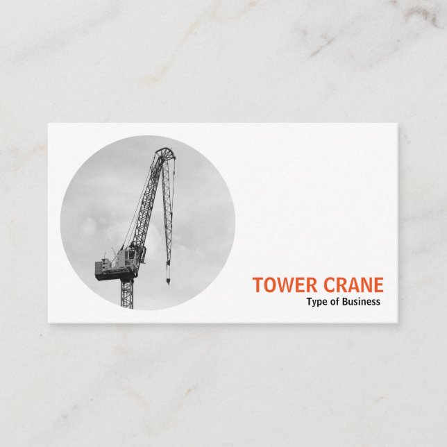 Rund foto - Torn Crane B&W Visitkort (Framsida)