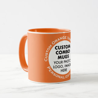 Rund fotolista + text orange anpassad combo mugg