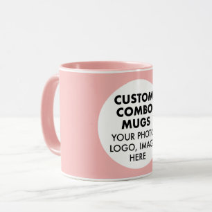 Rund fotologotyp Rosa Anpassad Combo Mugg