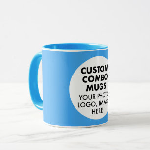 Rund fotoram logotyp Ljusblå anpassad kombination Mugg