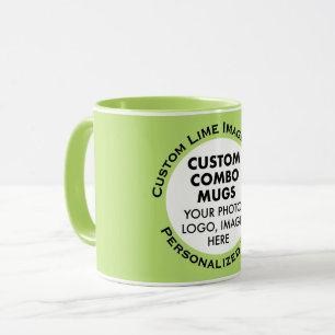 Rund fotoram + text Limegrön anpassad combo Mugg
