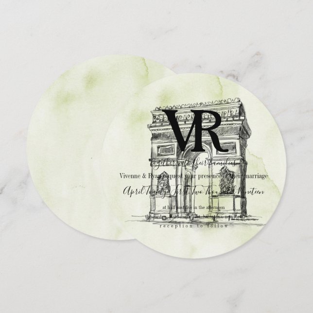 Rund fransk båge inbjudningar (Fram/baksida)