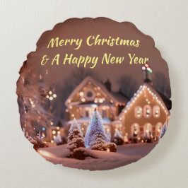 Rund fyllning av anpassningsbar med utomhusjulscen kudde