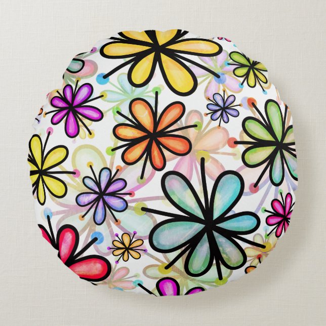 Rund fyllning av blommor kudde (Framsidan)