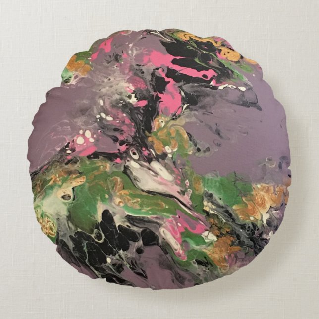 Rund fyllning av fiskgrå rund kudde (Framsidan)