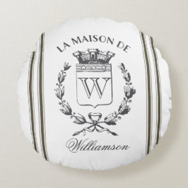 Rund fyllning av Greige Grain Sack-Anpassningsbar  Kudde