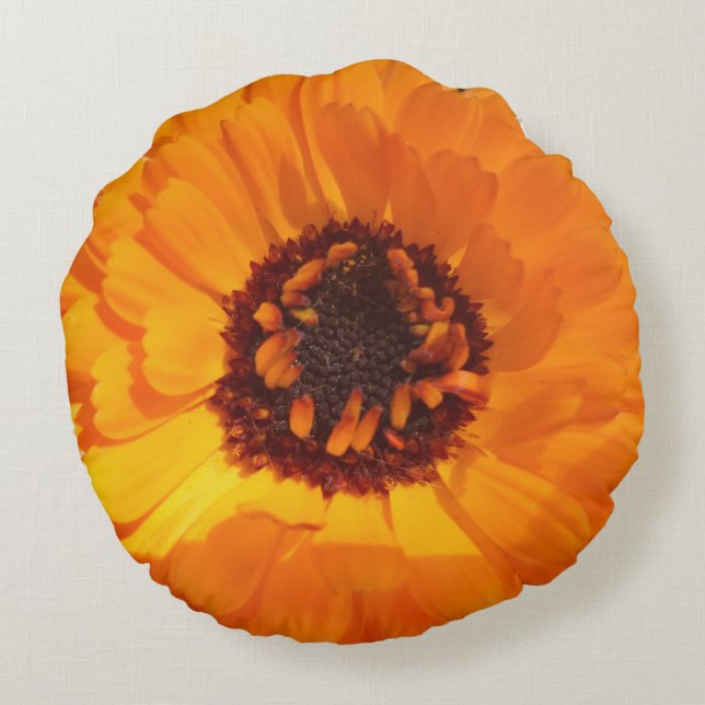 Rund fyllning av orange kudde (Baksidan)