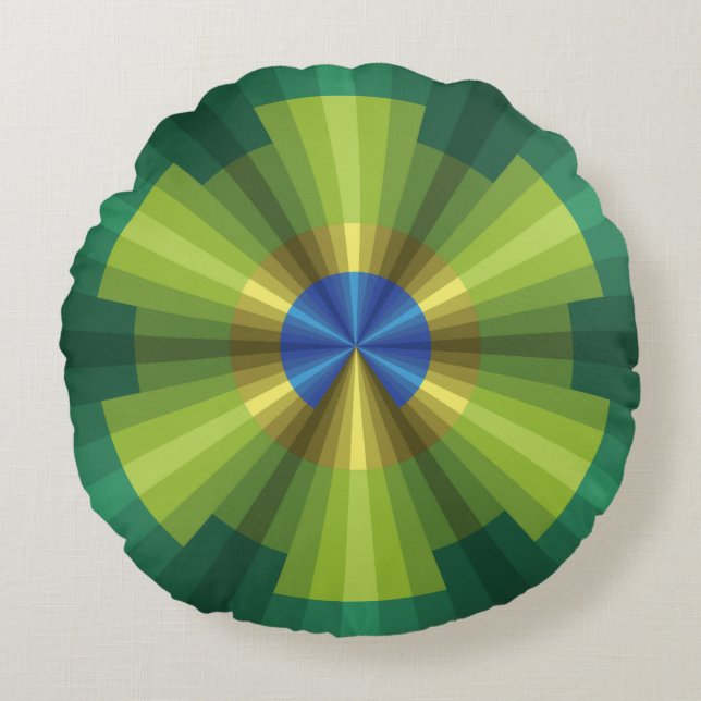 Rund fyllning av peacock Illusion Kudde (Framsidan)