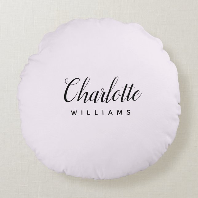 Rund fyllning av personlig - Rosa Pastel Monogram Kudde (Framsidan)