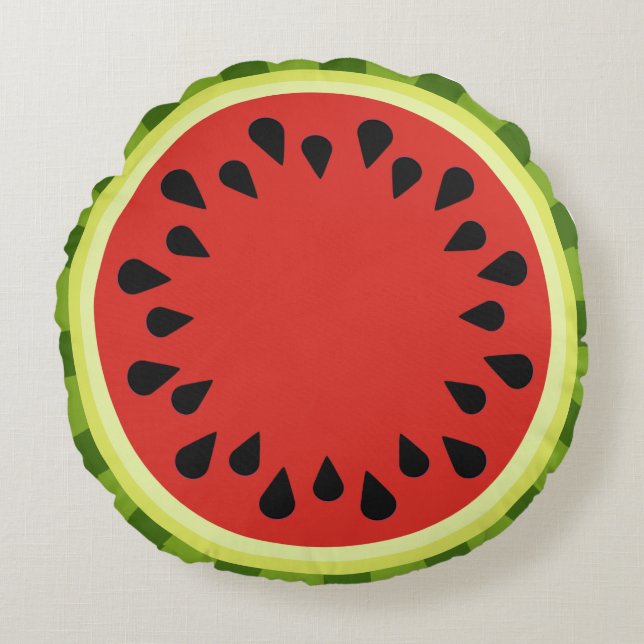 Rund fyllning av Red Watermelon-segment Rund Kudde (Framsidan)