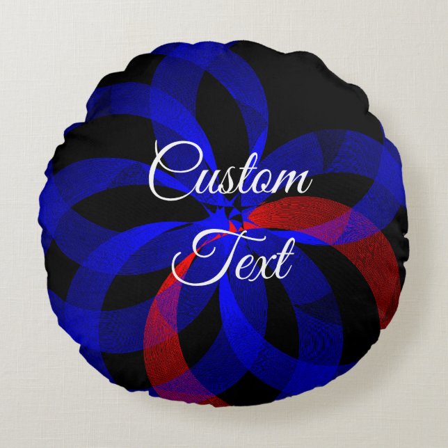 Rund fyllning av röd dekorfärg rund kudde (Framsidan)