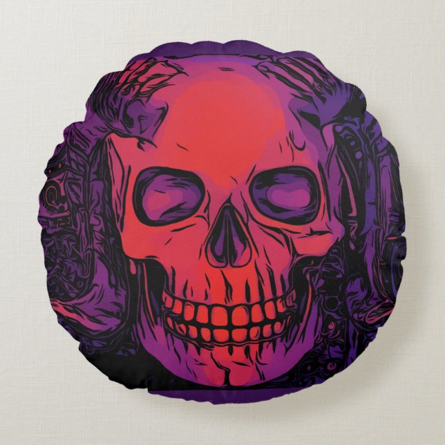 Rund fyllning av skull kudde (Framsidan)