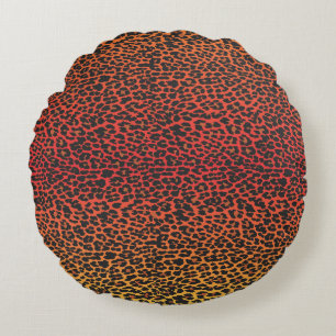 Rund fyllning av solnedgång i leopard kudde