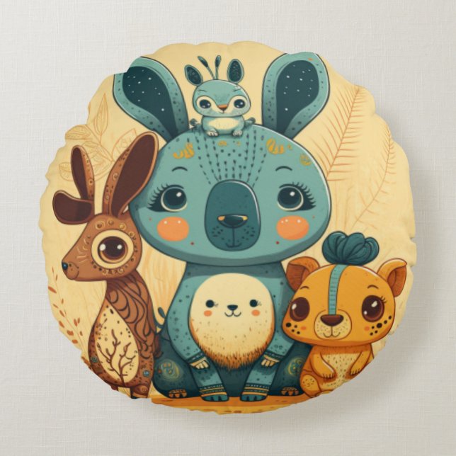 Rund fyllning av tecknader för gult kudde (Framsidan)