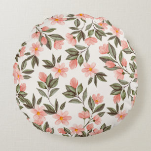 Rund fyllning av vattenfärg Peach Garden Round Pil Kudde