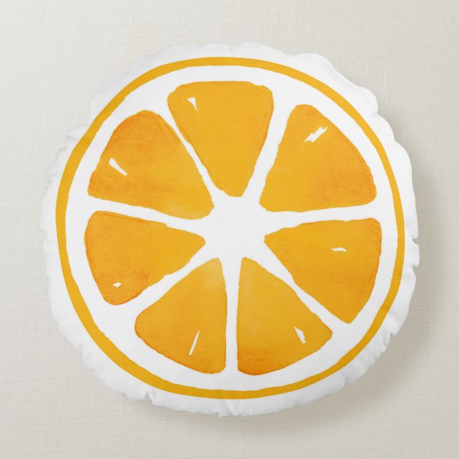 Rund fyllning av vattenfärgssegment i Orangen Rund Kudde (Framsidan)