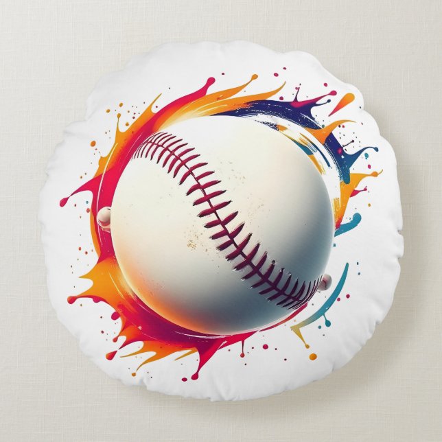 Rund fyllning - BaseBall-design Kudde (Framsidan)
