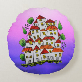 Rund fyllning (Doodle - Handdragen) Rund Kudde