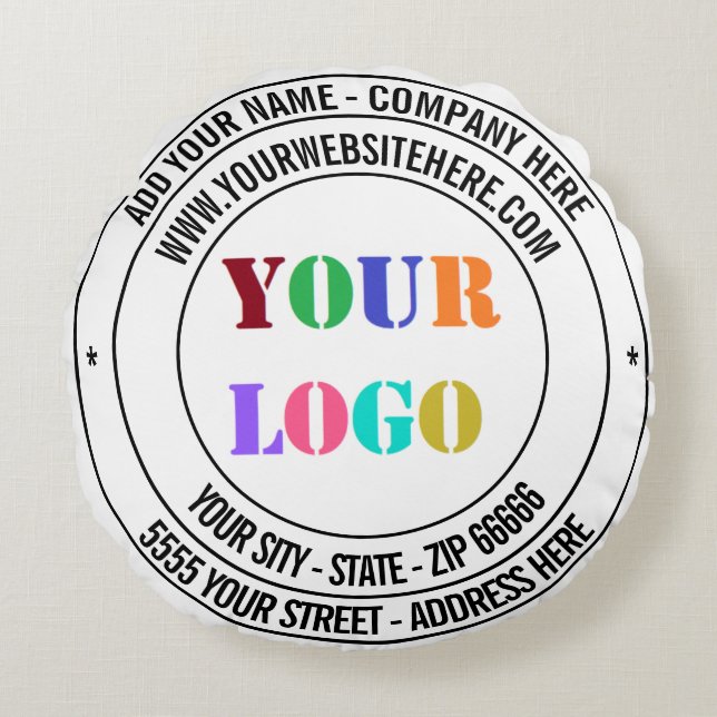 Rund fyllning för anpassningsbar Text Logotyp Namn Rund Kudde (Framsidan)