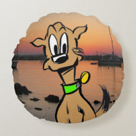 Rund fyllning för barn i Tecknaden Cute Hund Kudde