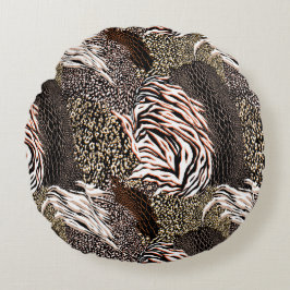 Rund fyllning för djurutskrift i Mönster Rund Kudde