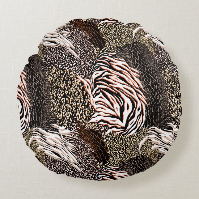 Rund fyllning för djurutskrift i Mönster Rund Kudde (Framsidan)