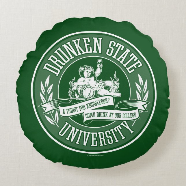 Rund fyllning för Drunken State Universiteten Kudde (Framsidan)